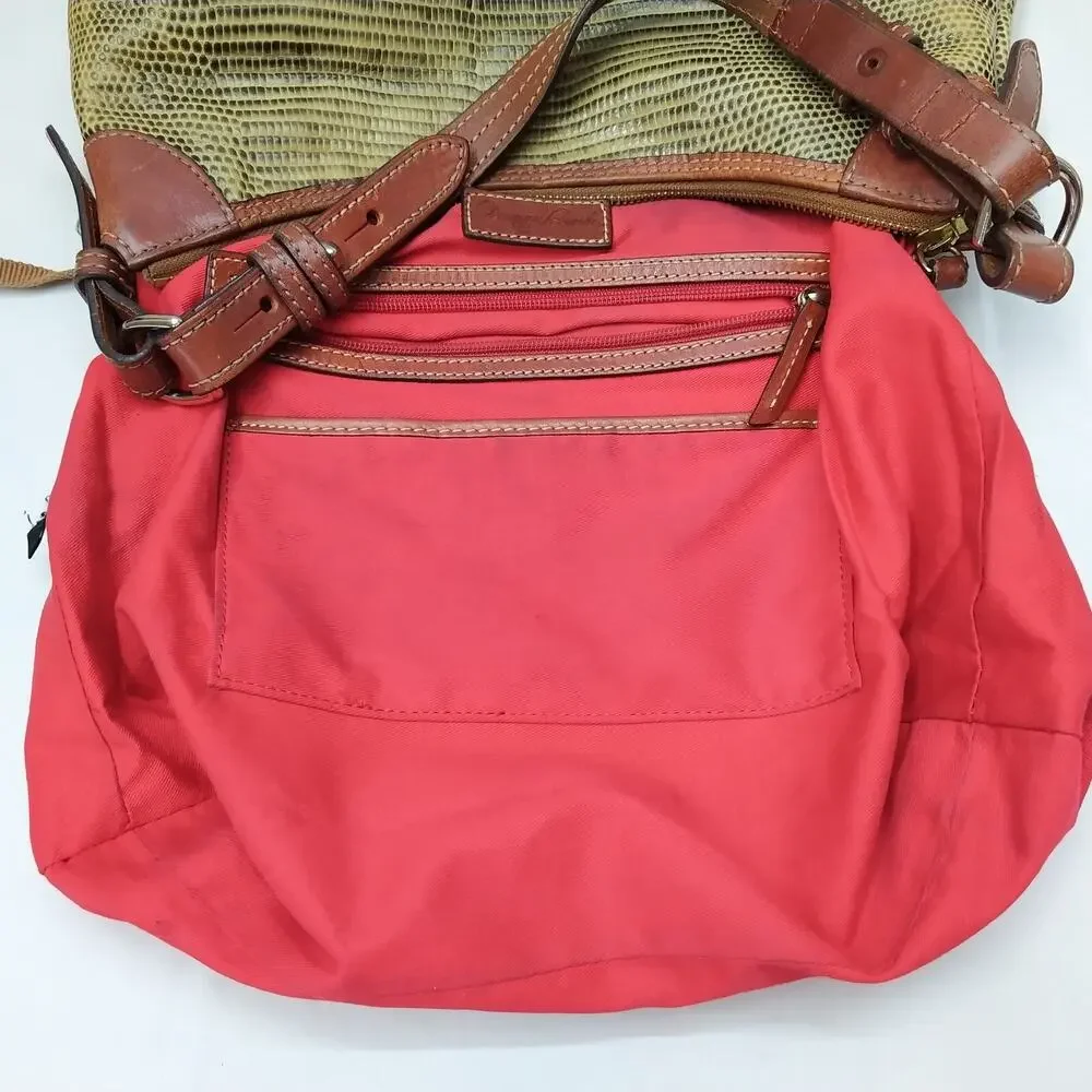 Dooney & Bourke Yellowish Green Leather Lizard Embossed Zipper Hobo Shoulder Bag - Picture 15 of 16
